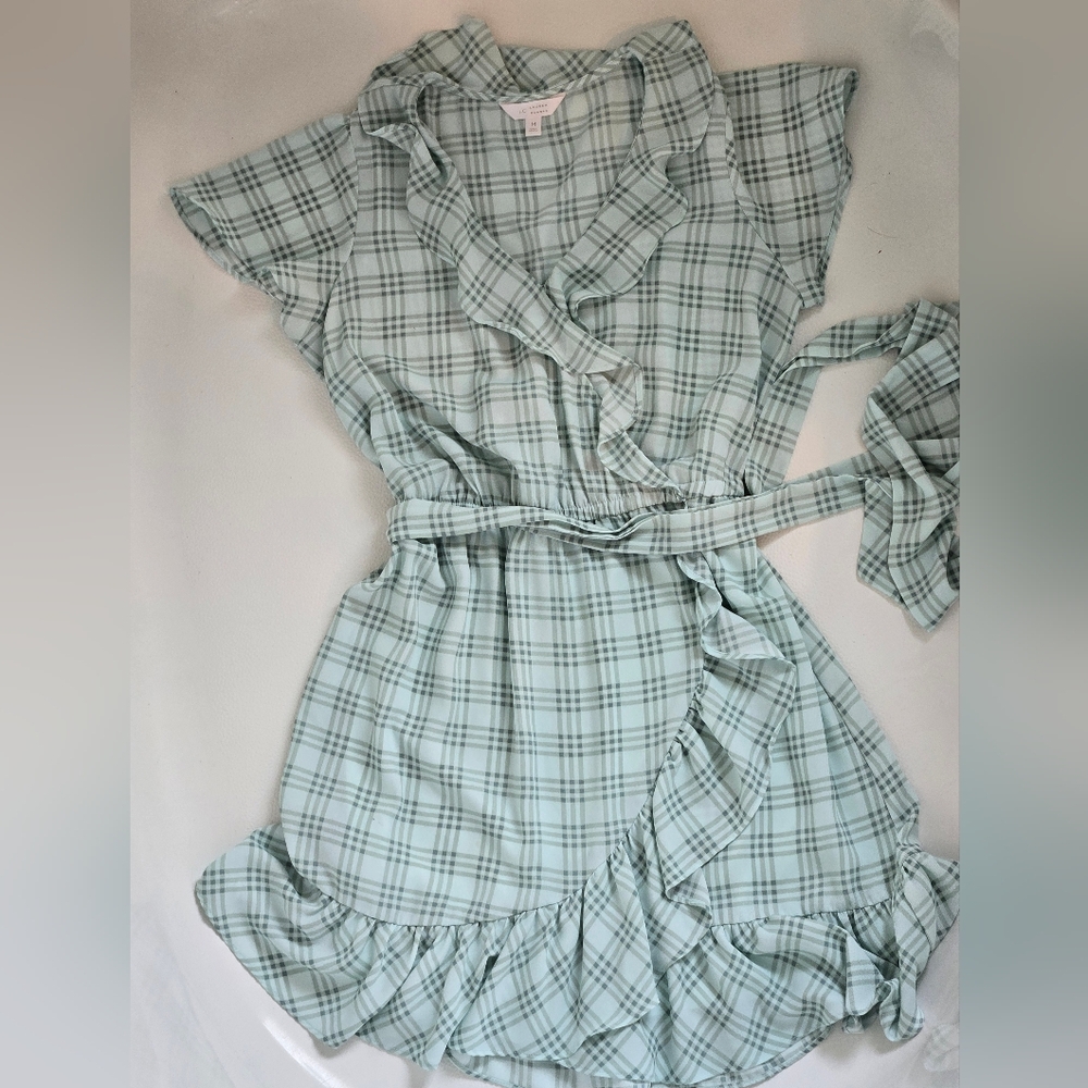 Lauren Conrad Plaid Ruffle Wrap Dress - Picture 12 of 16